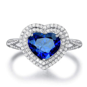 Planet Gates 925 Solid Sterling Silver Royal Blue Heart Sapphire Gemstone Wedding Engagement Diamonds Ring Fine Jewelry Wholesale