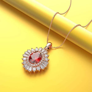 Planet Gates 925 Solid Sterling Silver Ruby Gemstone Cocktail Party Rose Gold Diamonds Pendant Necklace Fine Jewelry Wholesale