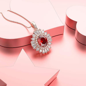 Planet Gates 925 Solid Sterling Silver Ruby Gemstone Cocktail Party Rose Gold Diamonds Pendant Necklace Fine Jewelry Wholesale