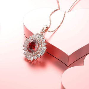 Planet Gates 925 Solid Sterling Silver Ruby Gemstone Cocktail Party Rose Gold Diamonds Pendant Necklace Fine Jewelry Wholesale