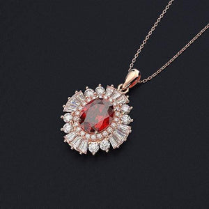 Planet Gates 925 Solid Sterling Silver Ruby Gemstone Cocktail Party Rose Gold Diamonds Pendant Necklace Fine Jewelry Wholesale