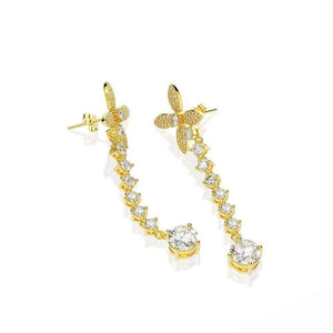 Planet Gates 925 Solid Sterling Silver White Sapphire Gemstone Drop Dangle Diamonds Bowknot Earrings Fine Jewelry Gift Wholesale