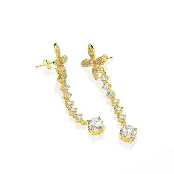 Planet Gates 925 Solid Sterling Silver White Sapphire Gemstone Drop Dangle Diamonds Bowknot Earrings Fine Jewelry Gift Wholesale