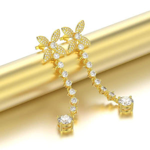 Planet Gates 925 Solid Sterling Silver White Sapphire Gemstone Drop Dangle Diamonds Bowknot Earrings Fine Jewelry Gift Wholesale