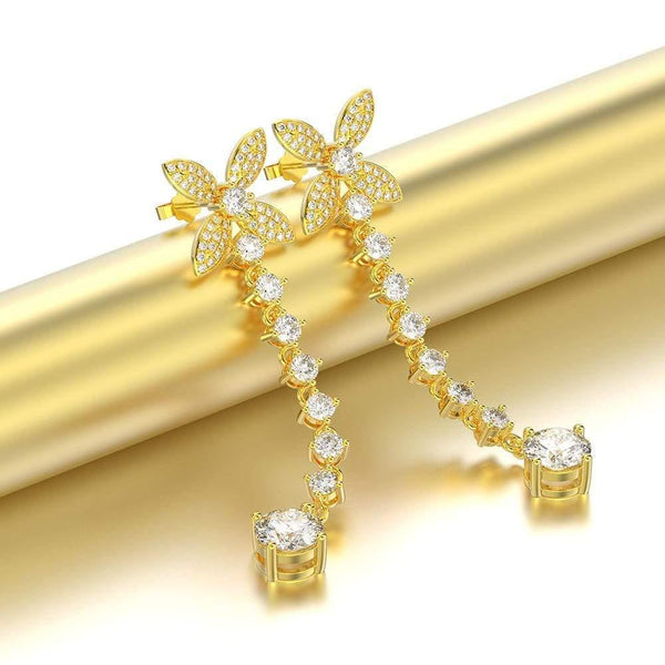 Planet Gates 925 Solid Sterling Silver White Sapphire Gemstone Drop Dangle Diamonds Bowknot Earrings Fine Jewelry Gift Wholesale