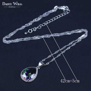 Planet Gates 925 Sterlig Silver Jewelry Set Multicolor Rainbow Zircon For Women Necklace Pendant Earrings Rings Free Gift Box