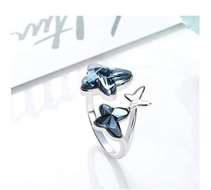 Planet Gates 925 Sterling Ring Embellished with crystals Butterfly Adjustable Finger Women Ring Wedding Engagement Jewelry