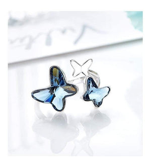 Planet Gates 925 Sterling Ring Embellished with crystals Butterfly Adjustable Finger Women Ring Wedding Engagement Jewelry