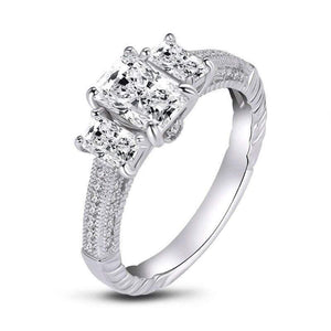 Planet Gates 925 Sterling Silver 1.0 CT Rectangle Cut Ring Engagement Simulated Diamond Wedding Silver Rings Jewelry Gifts