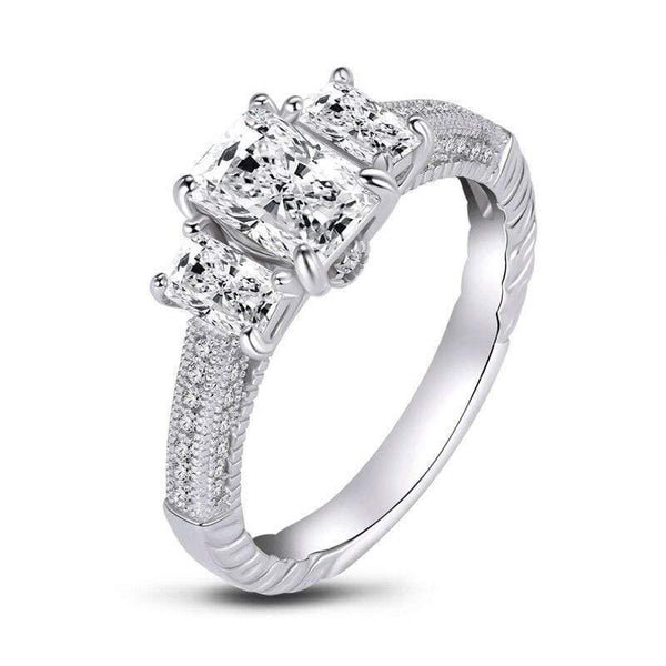 Planet Gates 925 Sterling Silver 1.0 CT Rectangle Cut Ring Engagement Simulated Diamond Wedding Silver Rings Jewelry Gifts