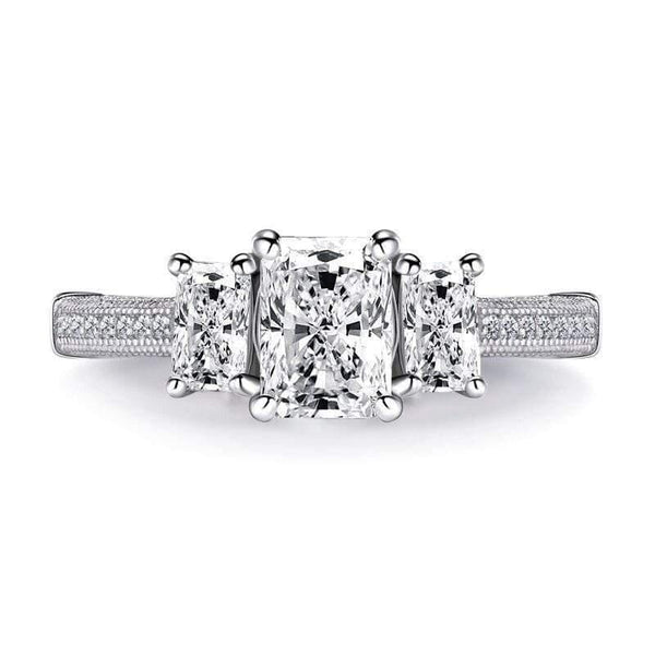 Planet Gates 925 Sterling Silver 1.0 CT Rectangle Cut Ring Engagement Simulated Diamond Wedding Silver Rings Jewelry Gifts