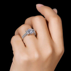 Planet Gates 925 Sterling Silver 1.0 CT Rectangle Cut Ring Engagement Simulated Diamond Wedding Silver Rings Jewelry Gifts