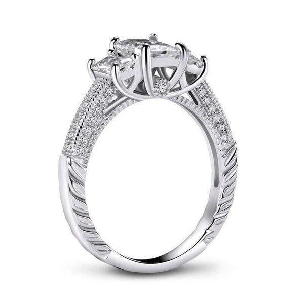 Planet Gates 925 Sterling Silver 1.0 CT Rectangle Cut Ring Engagement Simulated Diamond Wedding Silver Rings Jewelry Gifts