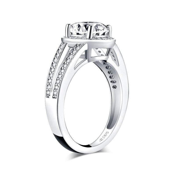 Planet Gates 925 Sterling Silver 2.0 CT Oval Cut Halo Ring Engagement Simulated Diamond Women Wedding Silver Rings Jewelry Gift