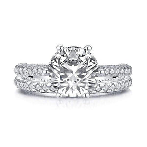 Planet Gates 925 Sterling Silver 2.65 CT Round Cut Ring Set Engagement Simulated Diamond Girls Wedding Silver Bridal Ring Set