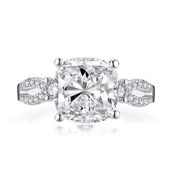 Planet Gates 925 Sterling Silver 5.0 Carat Big Cushion Cut Engagement Ring Simulated Diamond Wedding Silver Ring  Jewelry Gifts