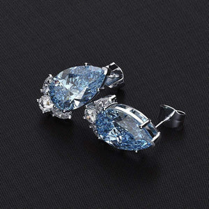 Planet Gates 925 Sterling Silver Aquamarine Sapphire Gemstone Diamonds White Gold Earrings Ear Studs Fine Jewelry Wholesale
