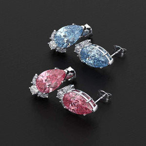 Planet Gates 925 Sterling Silver Aquamarine Sapphire Gemstone Diamonds White Gold Earrings Ear Studs Fine Jewelry Wholesale