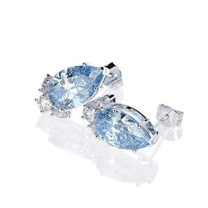 Planet Gates 925 Sterling Silver Aquamarine Sapphire Gemstone Diamonds White Gold Earrings Ear Studs Fine Jewelry Wholesale
