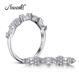 Planet Gates 925 Sterling Silver Band Rings Women Engagement Simulated Diamond Wedding Silver Bridal Band Rings Jewelry