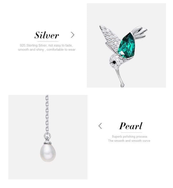 Planet Gates 925 Sterling Silver Bird Earrings Embellished with Crystal Stud Earrings for Women Piercing Oreja