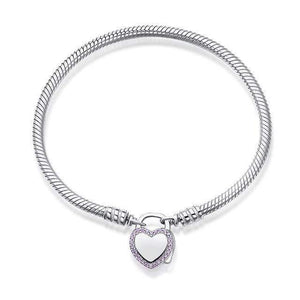 Planet Gates 925 Sterling Silver Bracelet Bead Charm Heart Snowflake Rose Snake Chain Basic Bracelets Pan Women DIY Jewelry