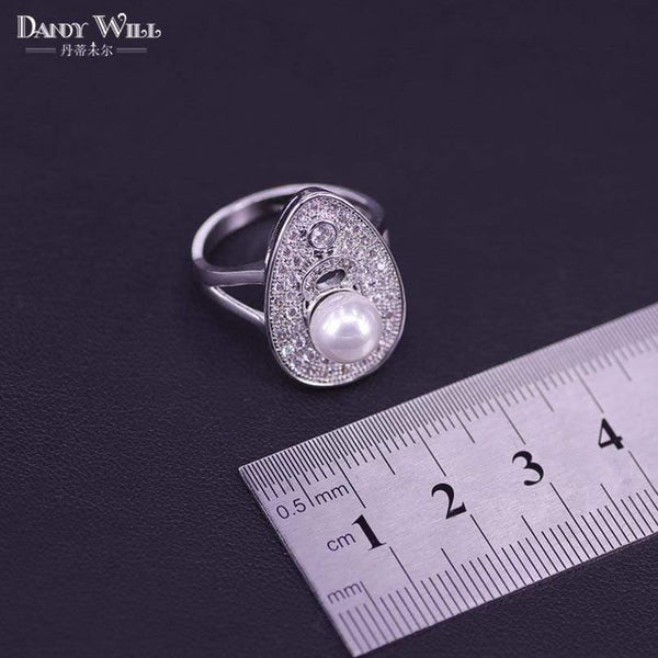 Planet Gates 925 Sterling Silver Bridal Pearls Jewelry Sets Women Wedding Jewelry With Pearl Zircon Drop Earrings Ring Pendant Necklace Set