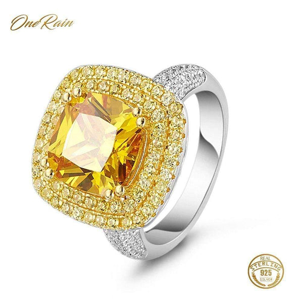 Planet Gates 925 Sterling Silver Citrine Diamonds Wedding Engagement Cocktail Party For Women Ring Jewelry Wholesale