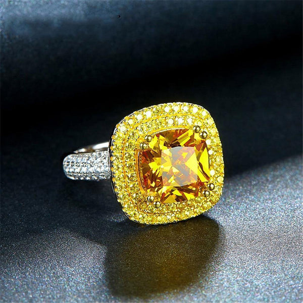 Planet Gates 925 Sterling Silver Citrine Diamonds Wedding Engagement Cocktail Party For Women Ring Jewelry Wholesale