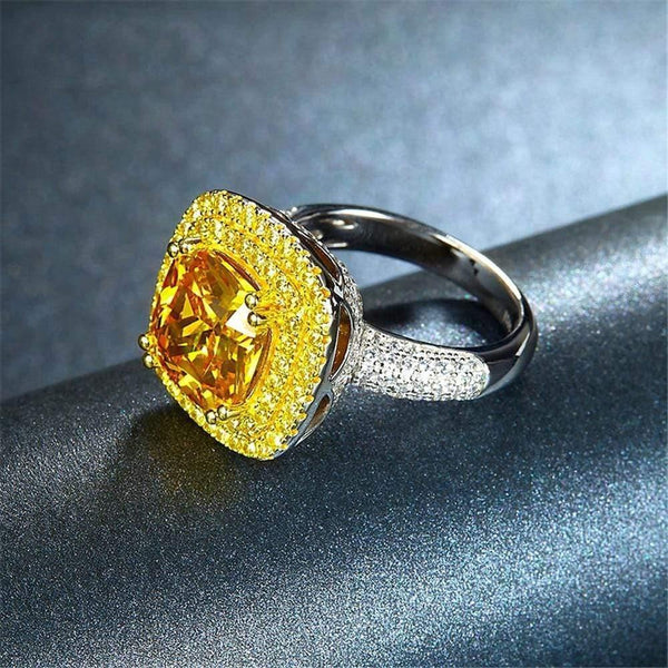 Planet Gates 925 Sterling Silver Citrine Diamonds Wedding Engagement Cocktail Party For Women Ring Jewelry Wholesale