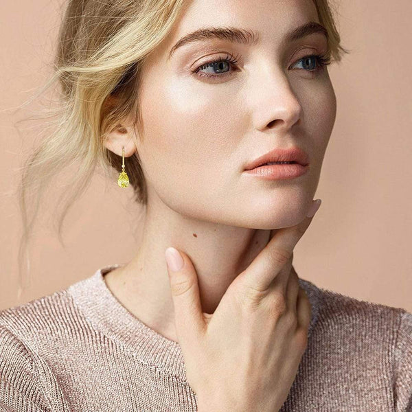 Planet Gates 925 Sterling Silver Citrine Gemstone Drop Dangle Diamonds Yellow Gold Anniversary Earrings Fine Jewelry Gift Wholesale