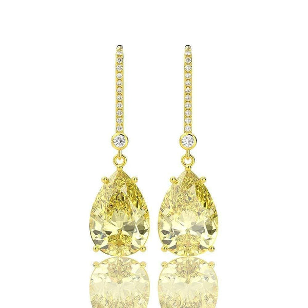 Planet Gates 925 Sterling Silver Citrine Gemstone Drop Dangle Diamonds Yellow Gold Anniversary Earrings Fine Jewelry Gift Wholesale
