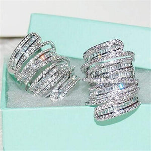 Planet Gates 925 Sterling silver Cocktail Rings finger jewelry Pave set full Square T Simulated Diamond gemstone ring for Women