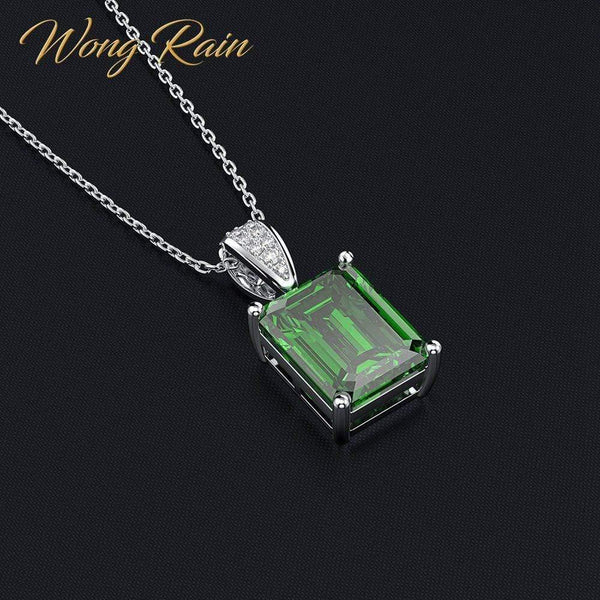 Planet Gates 925 Sterling Silver Created Moissanite Emerald Gemstone Diamonds Pendant Necklace Fine Jewelry Wholesale