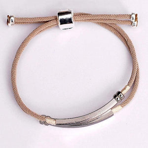 Planet Gates 925 Sterling Silver Custom Bar Bracelet Engraved Name Date Letter Two Layers Handmade Pink Rope Personalized Woman Jewelry