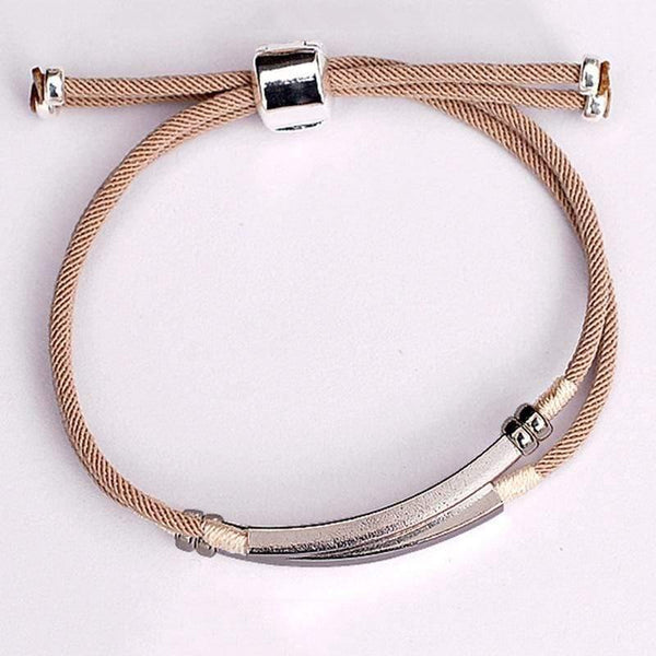 Planet Gates 925 Sterling Silver Custom Bar Bracelet Engraved Name Date Letter Two Layers Handmade Pink Rope Personalized Woman Jewelry