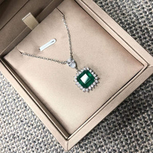 Planet Gates 925 Sterling Silver Emerald Gemstone Diamonds Pendant Necklace Cocktail Party Fine Jewelry Gift Wholesale
