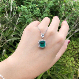Planet Gates 925 Sterling Silver Emerald Gemstone Diamonds Pendant Necklace Cocktail Party Fine Jewelry Gift Wholesale