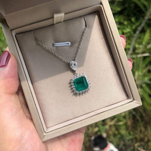 Planet Gates 925 Sterling Silver Emerald Gemstone Diamonds Pendant Necklace Cocktail Party Fine Jewelry Gift Wholesale
