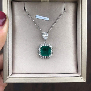 Planet Gates 925 Sterling Silver Emerald Gemstone Diamonds Pendant Necklace Cocktail Party Fine Jewelry Gift Wholesale