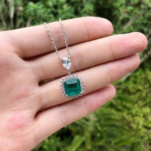 Planet Gates 925 Sterling Silver Emerald Gemstone Diamonds Pendant Necklace Cocktail Party Fine Jewelry Gift Wholesale