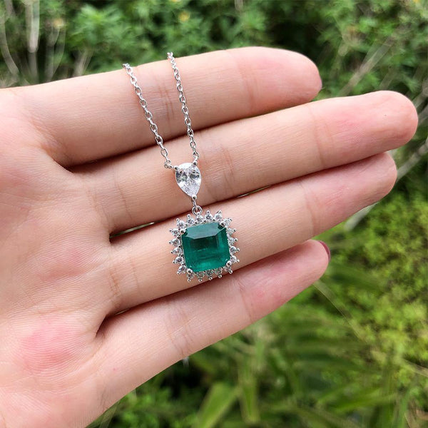 Planet Gates 925 Sterling Silver Emerald Gemstone Diamonds Pendant Necklace Cocktail Party Fine Jewelry Gift Wholesale