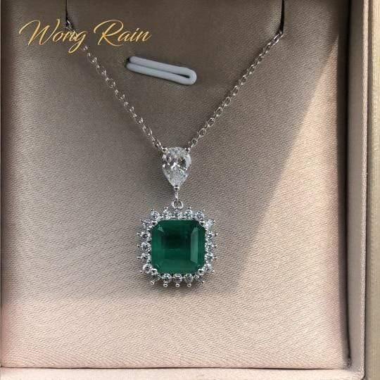 Planet Gates 925 Sterling Silver Emerald Gemstone Diamonds Pendant Necklace Cocktail Party Fine Jewelry Gift Wholesale