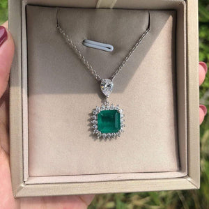 Planet Gates 925 Sterling Silver Emerald Gemstone Diamonds Pendant Necklace Cocktail Party Fine Jewelry Gift Wholesale