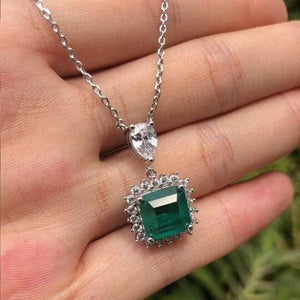 Planet Gates 925 Sterling Silver Emerald Gemstone Diamonds Pendant Necklace Cocktail Party Fine Jewelry Gift Wholesale