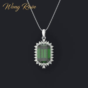 Planet Gates 925 Sterling Silver Emerald Gemstone Diamonds White Gold Women Pendant Necklace Fine Jewelry Wholesale