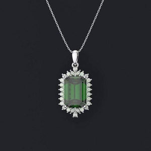 Planet Gates 925 Sterling Silver Emerald Gemstone Diamonds White Gold Women Pendant Necklace Fine Jewelry Wholesale