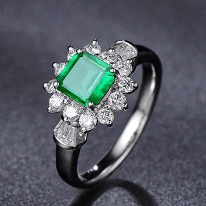Planet Gates 925 Sterling Silver Emerald Gemstone Wedding Engagement Diamonds White Gold Ring Fine Jewelry Wholesale