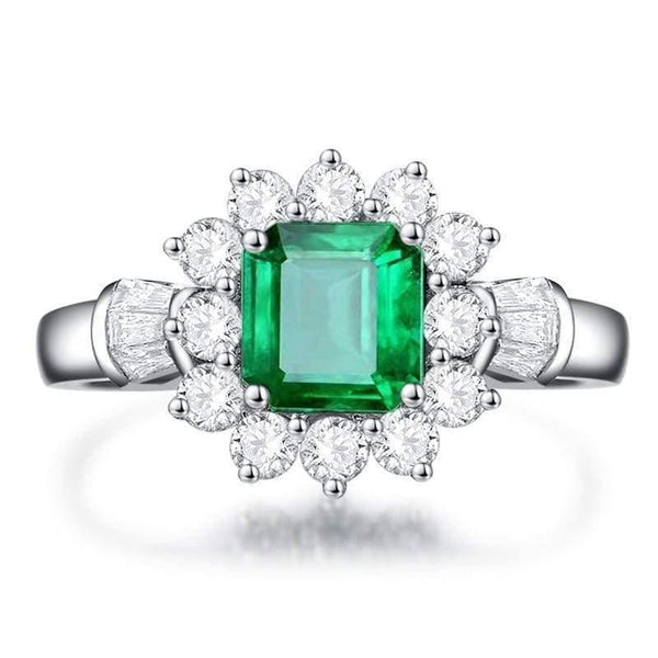 Planet Gates 925 Sterling Silver Emerald Gemstone Wedding Engagement Diamonds White Gold Ring Fine Jewelry Wholesale