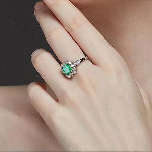 Planet Gates 925 Sterling Silver Emerald Gemstone Wedding Engagement Diamonds White Gold Ring Fine Jewelry Wholesale